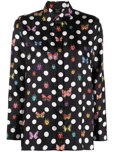 Versace + Dua Lipa Printed Silk-twill Shirt In Black