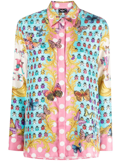 Versace Printed Silk Twill Shirt In Multicolore