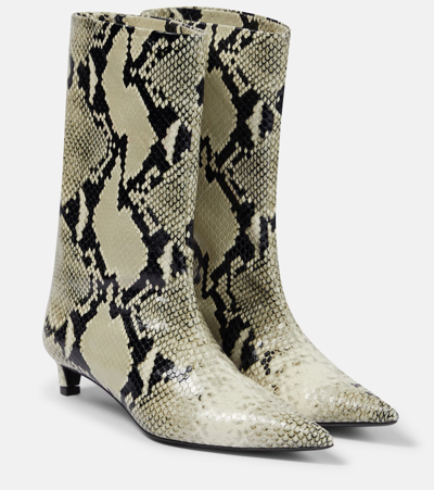 Jil Sander Snake-print Leather Boots In Neutrals