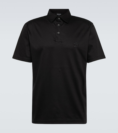 Giorgio Armani Cotton Polo Shirt In Black