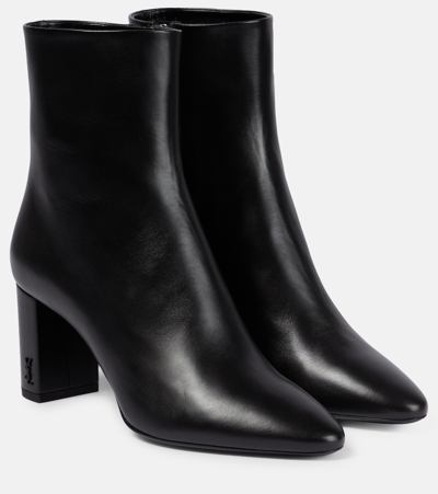 Saint Laurent Lou Leather Ankle Boots In Black