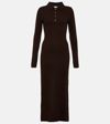 Khaite Hans Ribbed-knit Cashmere Maxi Dress In Brown