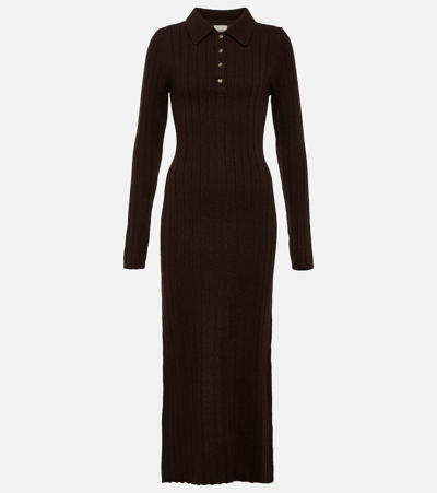Khaite Hans Ribbed-knit Maxi Dress In Brown