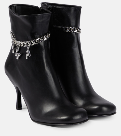 Jw Anderson Embellished Leather Ankle Boots In Black
