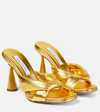 AQUAZZURA AMORE METALLIC LEATHER MULES