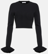 Jw Anderson Cropped Ruffled Sleeve Jumper In Black