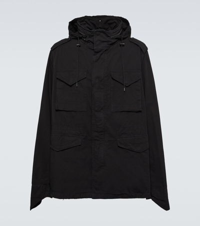 Balenciaga Distressed Hooded Parka Jacket In Black