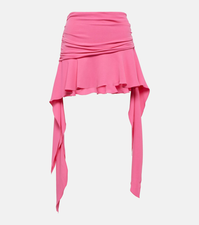 Blumarine Ruffle-trimmed Jersey Miniskirt In Pink