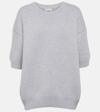 Khaite Davin Short Sleeve Cashmere Sweater In Grey
