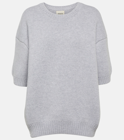 Khaite Davin Short Sleeve Cashmere Sweater In Dove