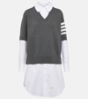 THOM BROWNE 4-BAR COTTON SHIRT DRESS