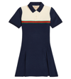 Gucci Kids' Cotton Dress With Web In Navy