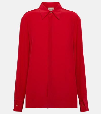 Tod's Silk Crêpe De Chine Shirt In Red