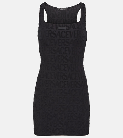 Versace Allover Minidress In Black