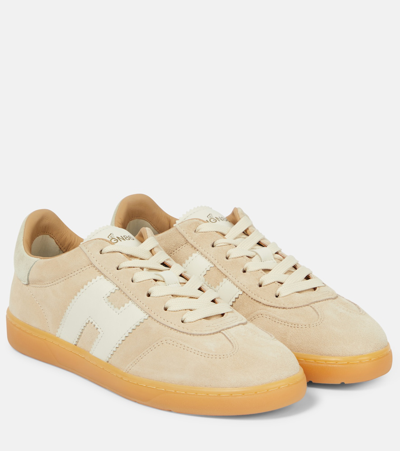 Hogan H647 Leather-trimmed Suede Sneakers In Beige