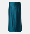 Joseph Isaak Silk Satin Slip Skirt In Dark Teal