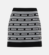 Miu Miu Logo Jacquard Wool Miniskirt In Grey
