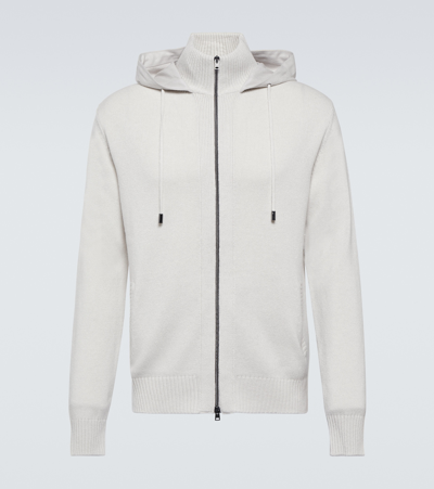 Herno Cashmere Zip-up Sweater In White