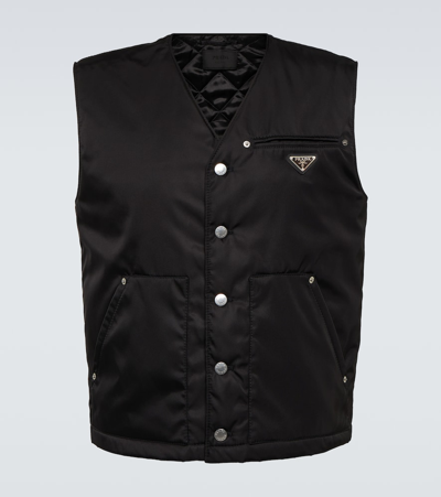 Prada Re-nylon Waistcoat In Black