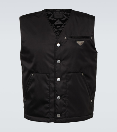Prada Re-nylon Vest In Black