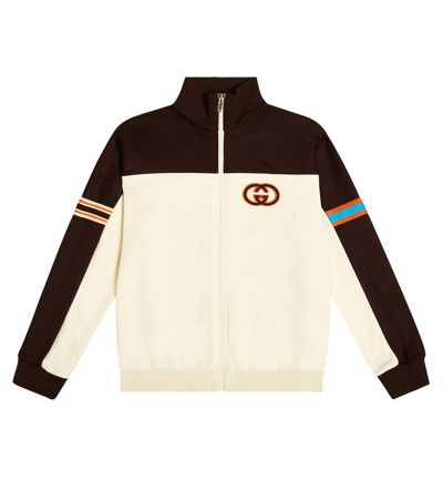 Gucci Kids' Interlocking G Jersey Track Jacket In Neutrals