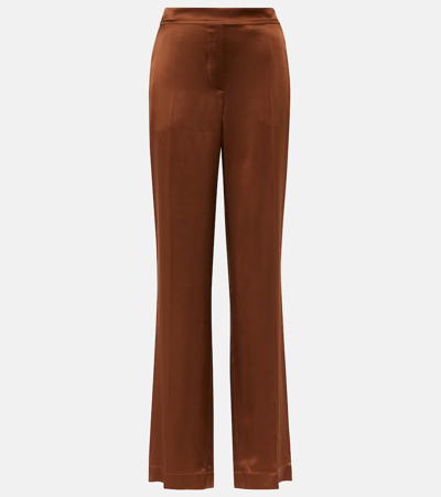 Joseph Tova High-rise Satin Straight Pants In Brown