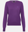 Apc A. P.c. Embroidered Virgin Wool Sweater In Purple