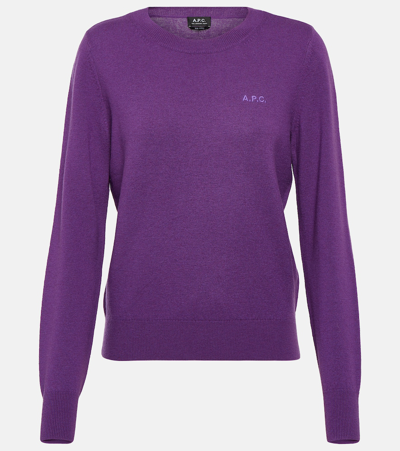 Apc Embroidered Virgin Wool Jumper In Purple