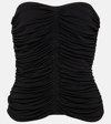 SAINT LAURENT RUCHED JERSEY TUBE TOP