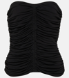 Saint Laurent Strapless Ruched Crepe-jersey Bustier Top In Black
