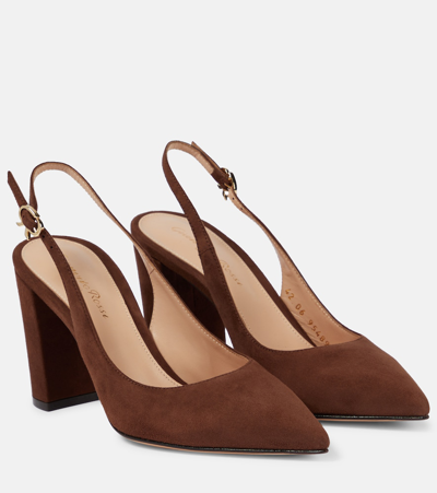 Gianvito Rossi Suede Slingback Pumps In Brown