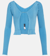 Jacquemus Pralu Viscose-blend Cardigan In Blue