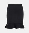 Jw Anderson Ruffled Embroidered Stretch-knit Mini Skirt In Black