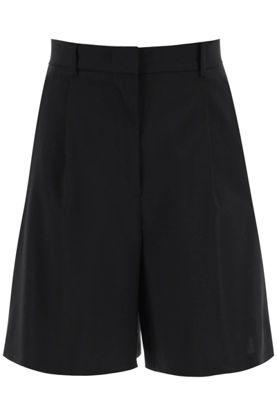 Weekend Max Mara Womens Black Belbo Pleated Mid-rise Regular-fit Wool Shorts