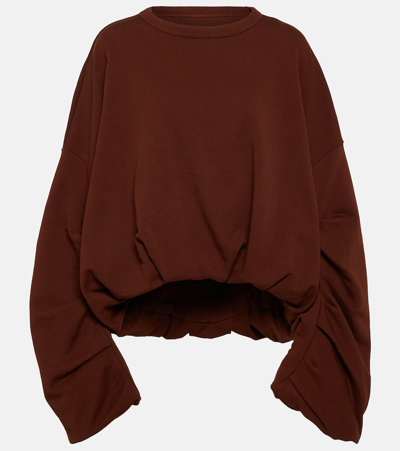 Dries Van Noten Hannett Draped Cotton Sweatshirt In 706 Cognac