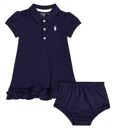 Polo Ralph Lauren Baby Cotton Dress And Bloomers Set In Blue