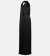 Loewe Satin Maxi Dress With Scarf In Black