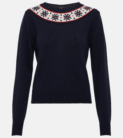 Apc Jacquard Virgin Wool Sweater In Navy