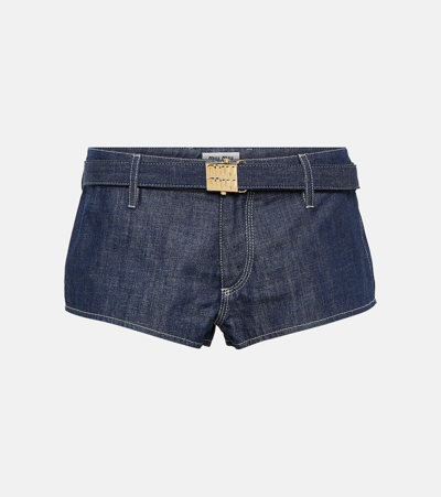 Miu Miu Low-rise Slim Denim Shorts In Blue