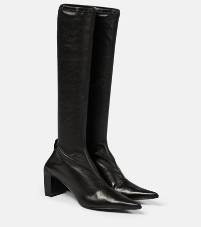 Jil Sander Knee-high Leather Boots In Black