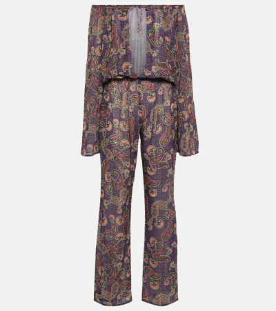 Bananhot Helen Jumpsuit In Purple Paisley