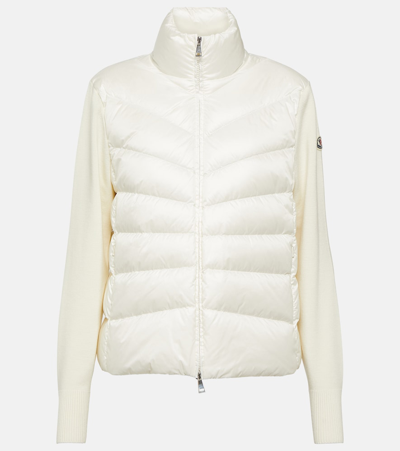 Moncler White Padded Wool Cardigan In Cream