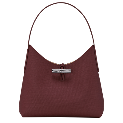 Longchamp Hobo Bag M Roseau In Plum