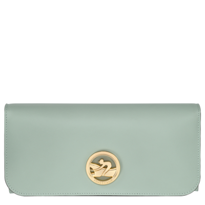 Longchamp Continental Wallet Box-trot In Green-gray