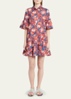La Doublej Choux Floral-print Cotton Shirtdress In Moonflower