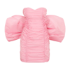 Rotate Birger Christensen Bow-embellished Ruched Minidress In Pink &amp; Purple
