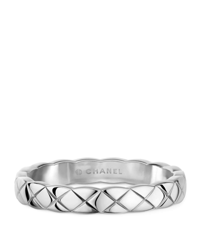 Pre-owned Chanel White Gold Coco Crush Ring In Silver