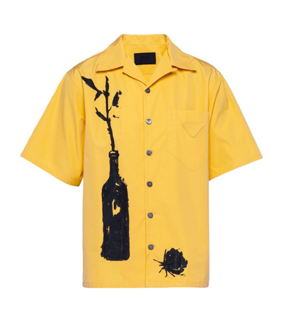 Prada Short Sleeved Graphic Printed Shirt In Yellow