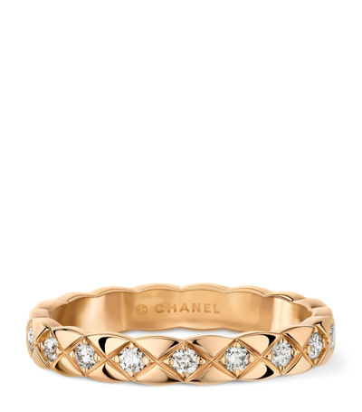 Pre-owned Chanel Beige Gold And Diamond Coco Crush Ring