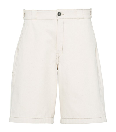 Prada Bull Denim Bermudas In Natural